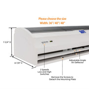 Awoco FM12 Slimline 2 Speeds Air Curtain, CE Certified 120V Unheated with an Easy-Install Magnetic Switch