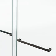 Frameless Shower Door, 66“ x 76" H Sliding Glass Shower Door, 3/8" Thick Tempered Clear Glass Shower Door with Easy Clean & Explosion-Proof Film, Matte Black Stainless Steel Hardware