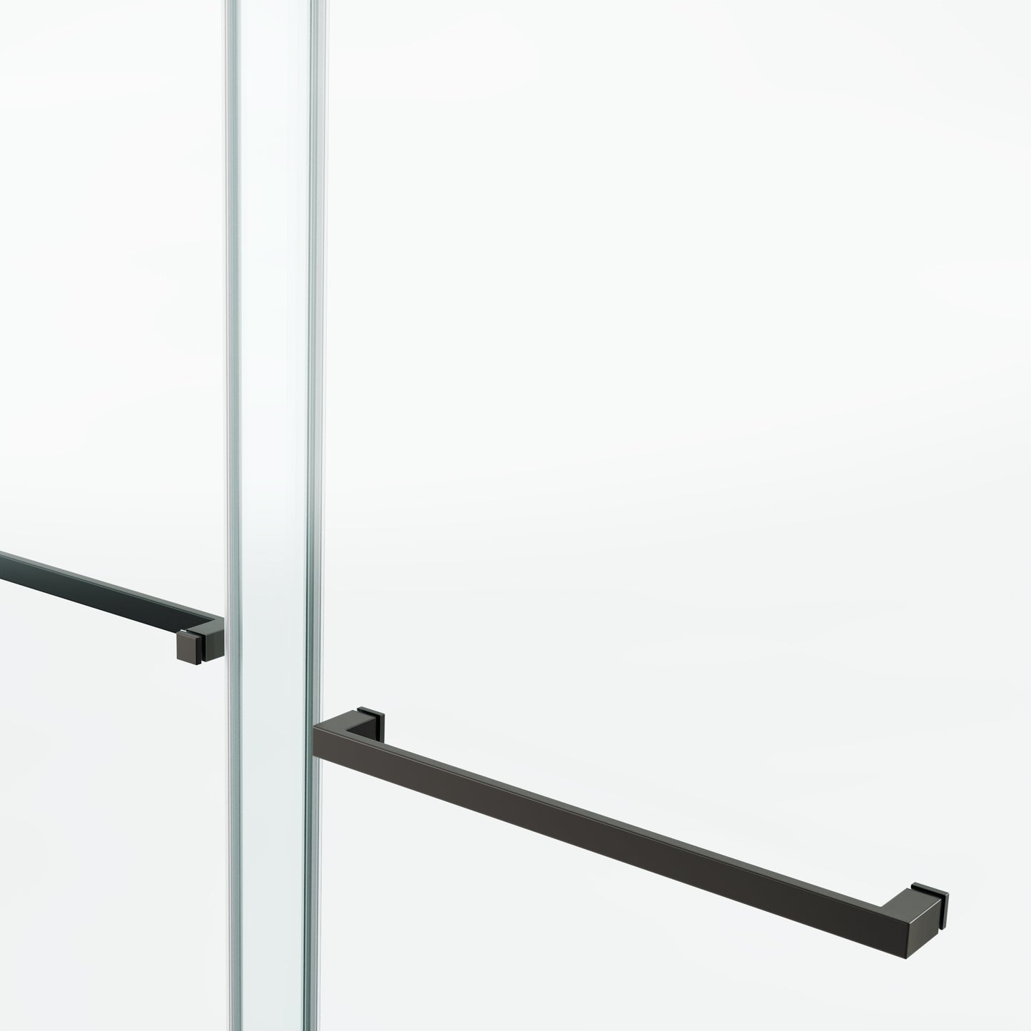 Frameless Shower Door, 54“ x 66" H Sliding Glass Shower Door, 3/8" Thick Tempered Clear Glass Shower Door with Easy Clean & Explosion-Proof Film, Matte Black Stainless Steel Hardware