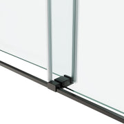 Frameless Shower Door, 66“ x 76" H Sliding Glass Shower Door, 3/8" Thick Tempered Clear Glass Shower Door with Easy Clean & Explosion-Proof Film, Matte Black Stainless Steel Hardware