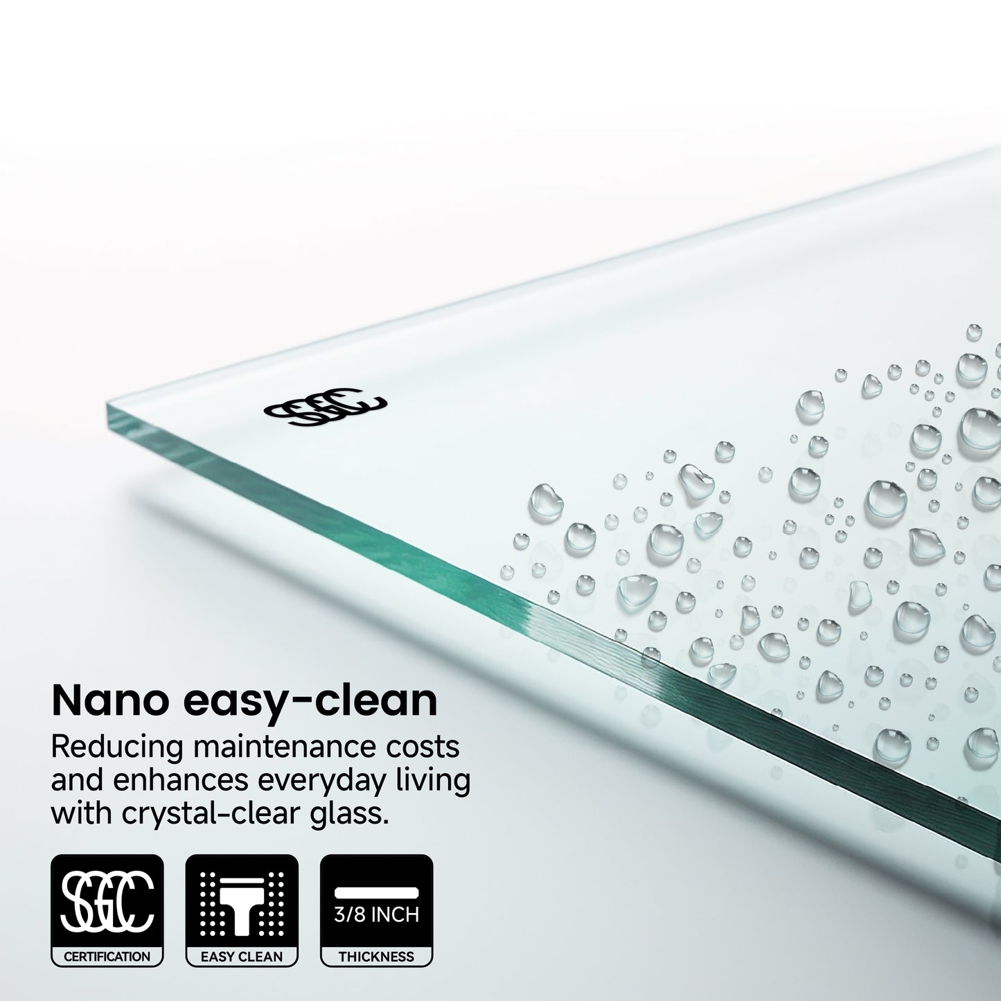 Frameless Shower Door, 60“ x 76" H Sliding Glass Shower Door, 3/8" Thick Tempered Clear Glass Shower Door with Easy Clean & Explosion-Proof Film, Matte Black Stainless Steel Hardware