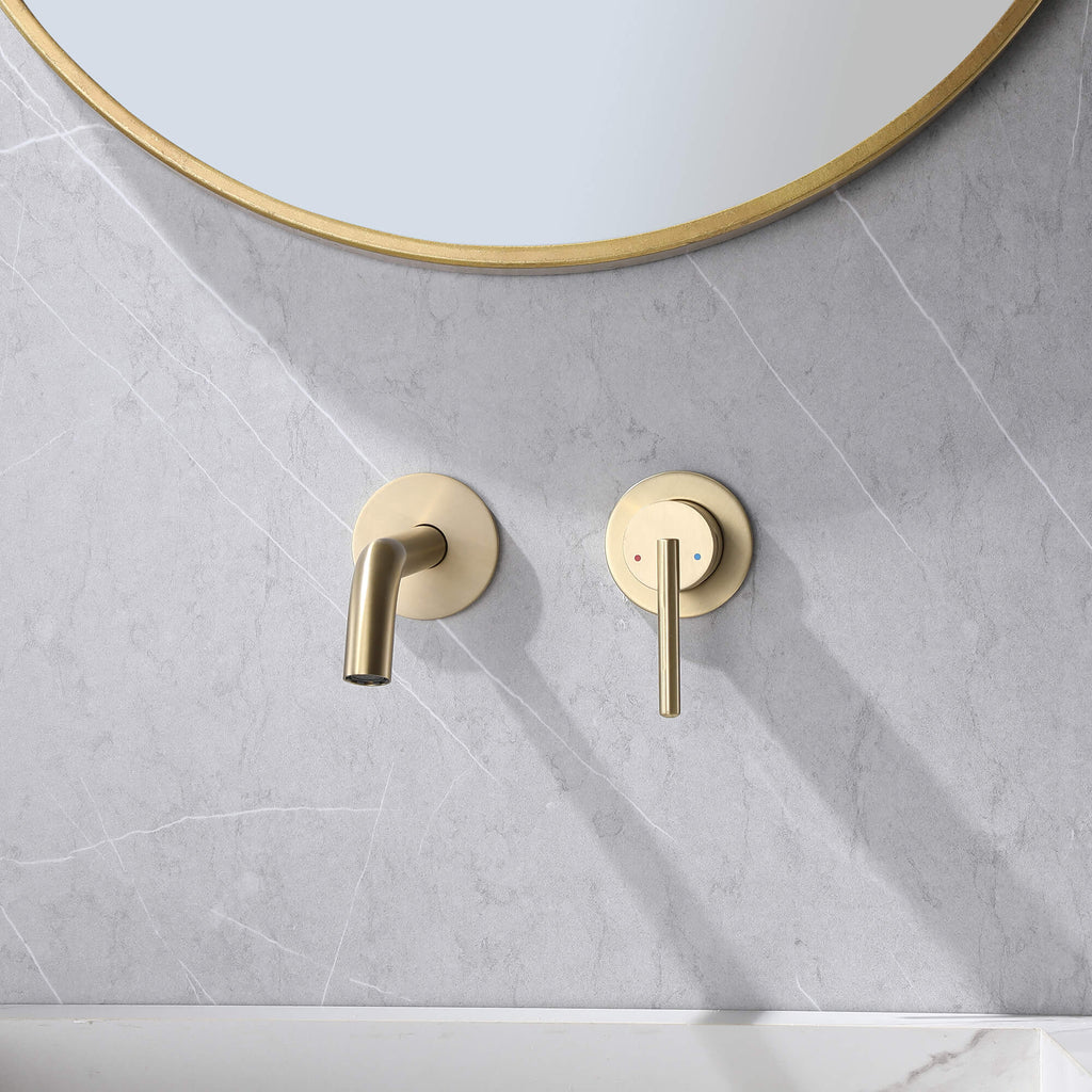 Rbrohant Minimalist Wall-Mount Bathroom Faucet Set - Wall-Mounted Sink Faucet