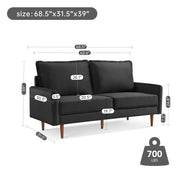 Dormily 69 inch Velvet Sofa: Modern Sofa Mid-Century Style, 3-Seater Modern Couch with Seater Cushions - Perfect for Living Rooms, Bedrooms, Home Offices, and Apartments