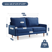 Dormily 69 inch Velvet Sofa: Modern Sofa Mid-Century Style, 3-Seater Modern Couch with Seater Cushions - Perfect for Living Rooms, Bedrooms, Home Offices, and Apartments