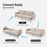 Dormily 84 inch Modern Sofa: Modern Futon Mid-Century Style, 3-Seater Modern Couch with 2 Pillows - Perfect for Living Rooms, Bedrooms, Home Offices, and Apartments