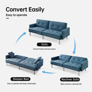 Dormily 84 inch Modern Sofa: Modern Futon Mid-Century Style, 3-Seater Modern Couch with 2 Pillows - Perfect for Living Rooms, Bedrooms, Home Offices, and Apartments