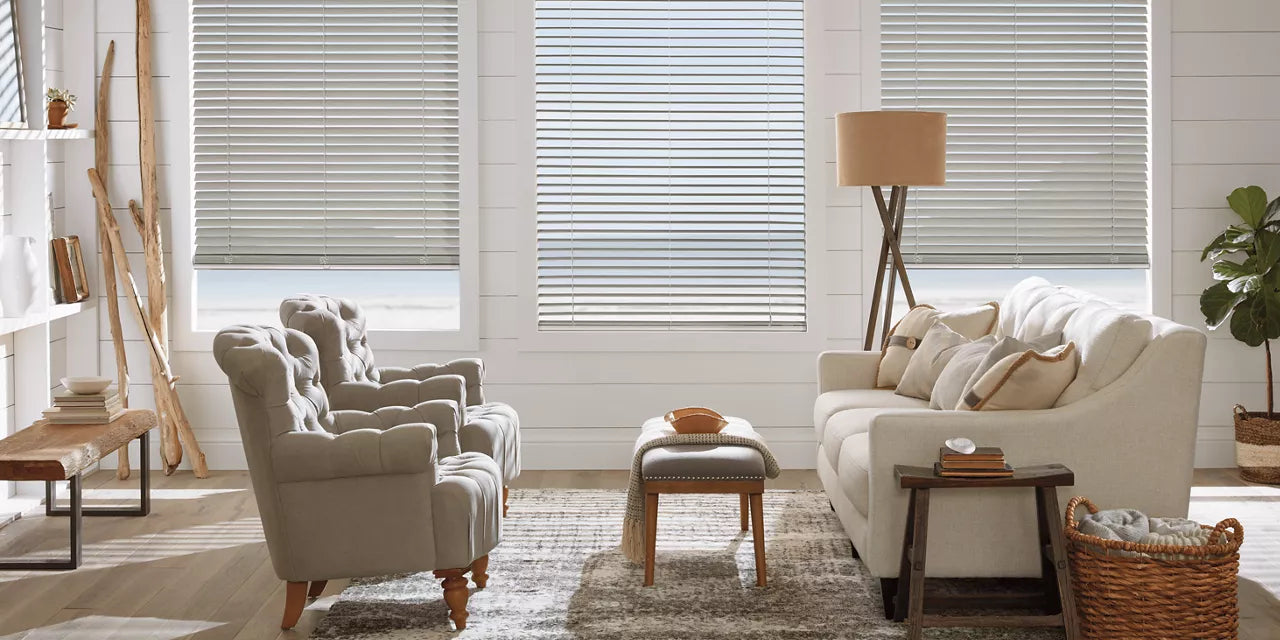 B&M Faux Wood Blinds - Sleek Style, Moisture-Resistant, Durable & Easy-to-Clean, Perfect for Kitchens, Bathrooms and high-humidity areas