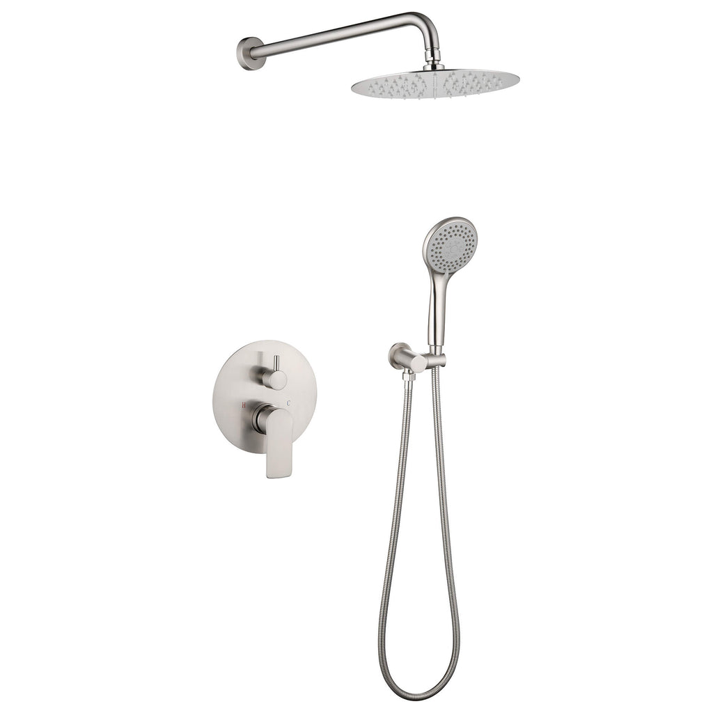 Rbrohant 10" Rain Shower System - Pressure Balance Valve, Handheld Combo, CEC Compliant, cUPC Certified