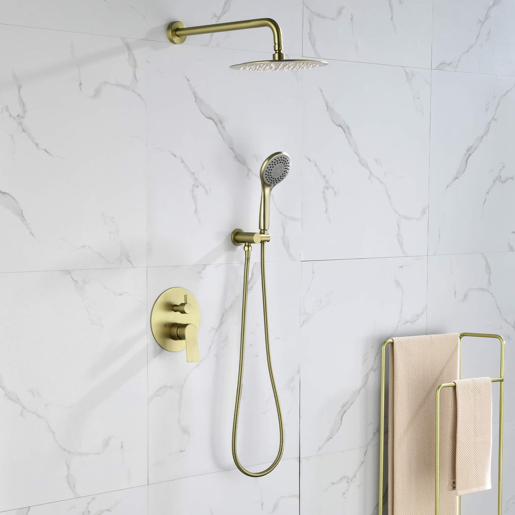 Rbrohant 10" Rain Shower System - Pressure Balance Valve, Handheld Combo, CEC Compliant, cUPC Certified