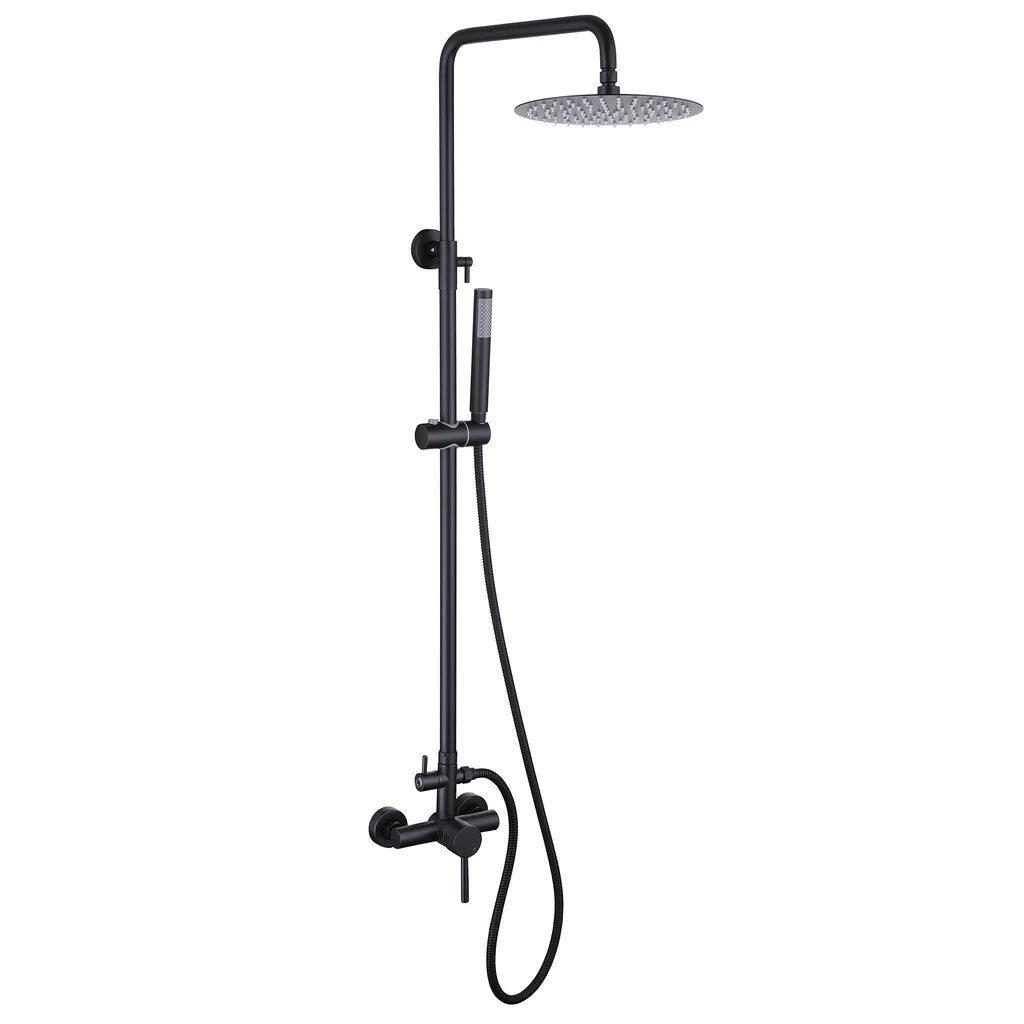 Rbrohant Outdoor Shower System - 10 in Rainfall Head and Slide Bar Handheld Sprayer