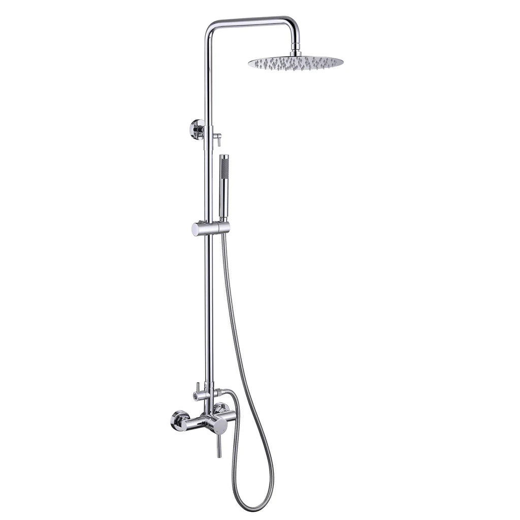 Rbrohant Outdoor Shower System - 10 in Rainfall Head and Slide Bar Handheld Sprayer