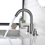 Rbrohant Widespread Bathroom Sink Faucet - 2-Handle - 360 Swivel Spout - Solid Brass - Stainless Steel Pop-Up Drain