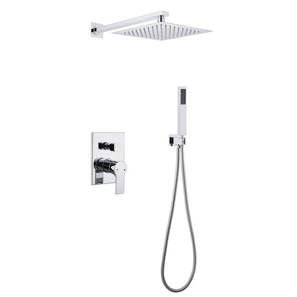 Rbrohant 10" Square Shower System - Rain Shower Head and Handheld, Rainfall Shower Head, Durable 304 Stainless Steel - All-In-One Shower System - Shower Faucet Set for Modern Bathroom Home