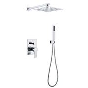 Rbrohant Wall-Mounted Rain Shower System with Pressure Balance Valve - Brushed Nickel, CEC Certified, 10" Rainfall Showerhead with Handheld Spray