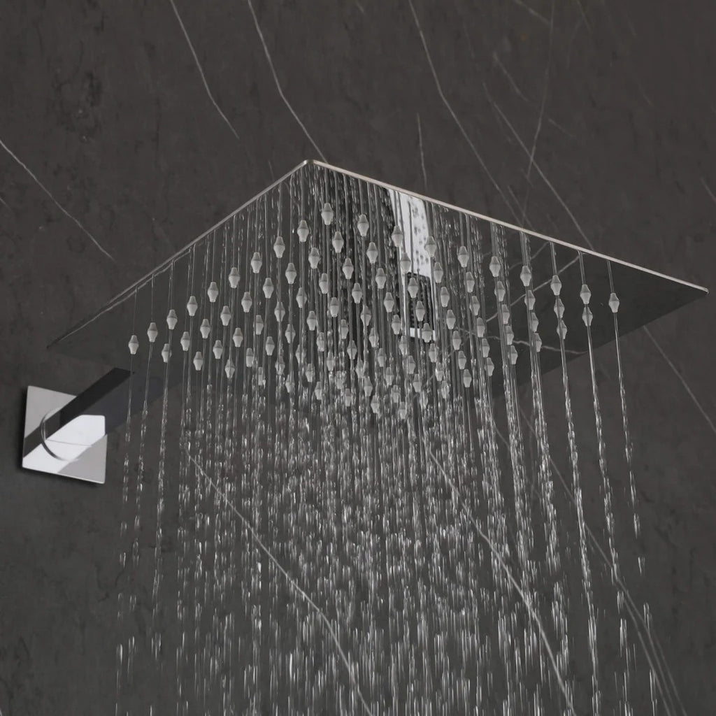 Rbrohant Wall-Mounted Rain Shower System with Pressure Balance Valve - Brushed Nickel, CEC Certified, 10" Rainfall Showerhead with Handheld Spray