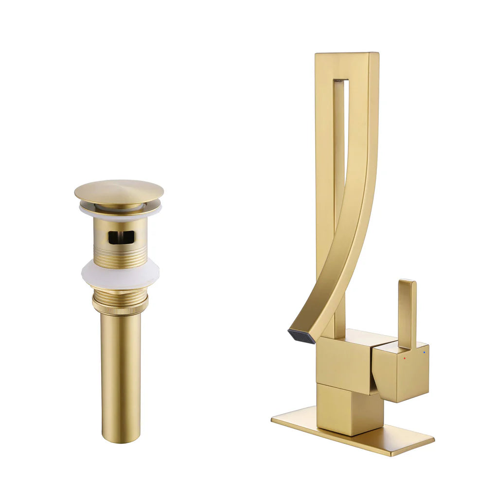 Rbrohant Vertical Sculpted Spout Mixer Tap with Side Lever