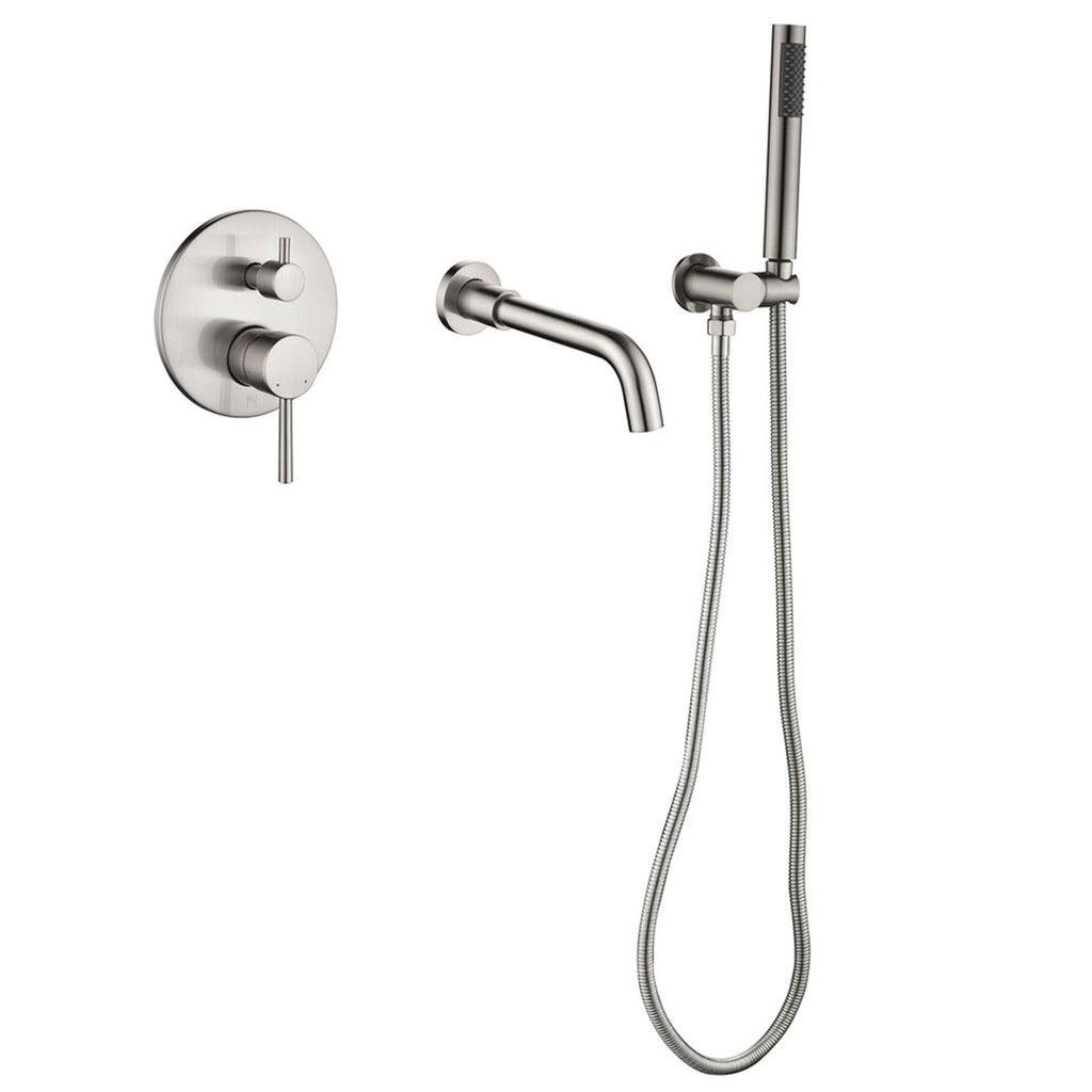Rbrohant Wall-Mounted Tub Filler with Shower Wand for Modern Bathroom Wall Installation