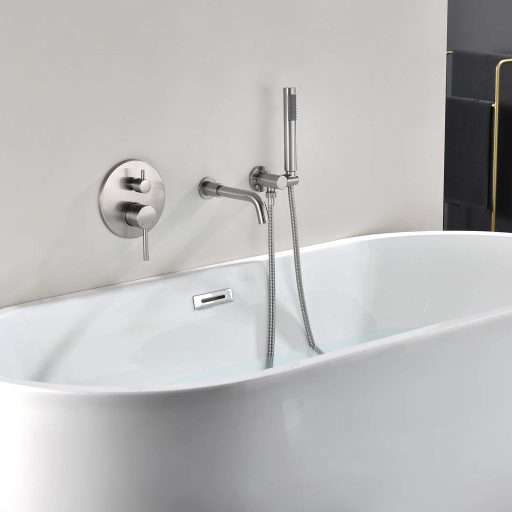 Rbrohant Wall-Mounted Tub Filler with Shower Wand for Modern Bathroom Wall Installation