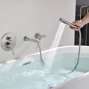 Rbrohant Wall-Mounted Tub Filler with Shower Wand for Modern Bathroom Wall Installation