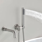 Rbrohant Wall-Mounted Tub Filler with Shower Wand for Modern Bathroom Wall Installation
