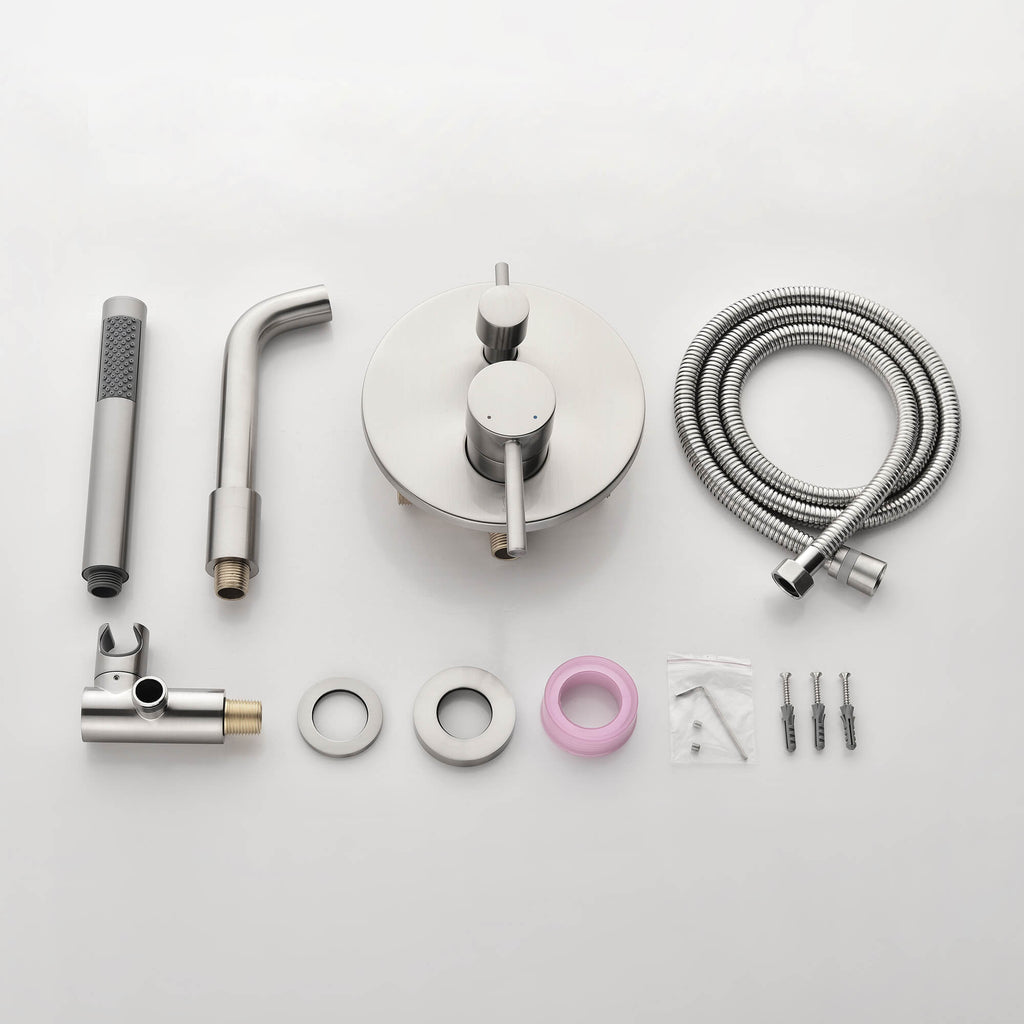 Rbrohant Wall-Mounted Tub Filler with Shower Wand for Modern Bathroom Wall Installation