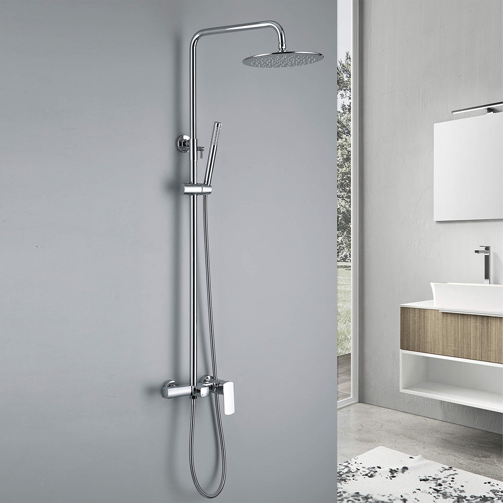 Rbrohant 3-Function Black Rain Shower System - High Pressure Rainfall Head, Handheld & Tub Spout, CEC Compliant