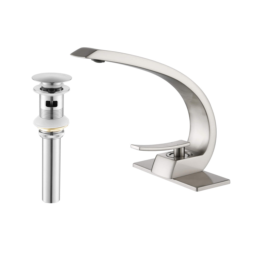 Rbrohant Modern Bathroom Faucet - C-Shape Design, Single Handle, CEC Compliant, cUPC Certified