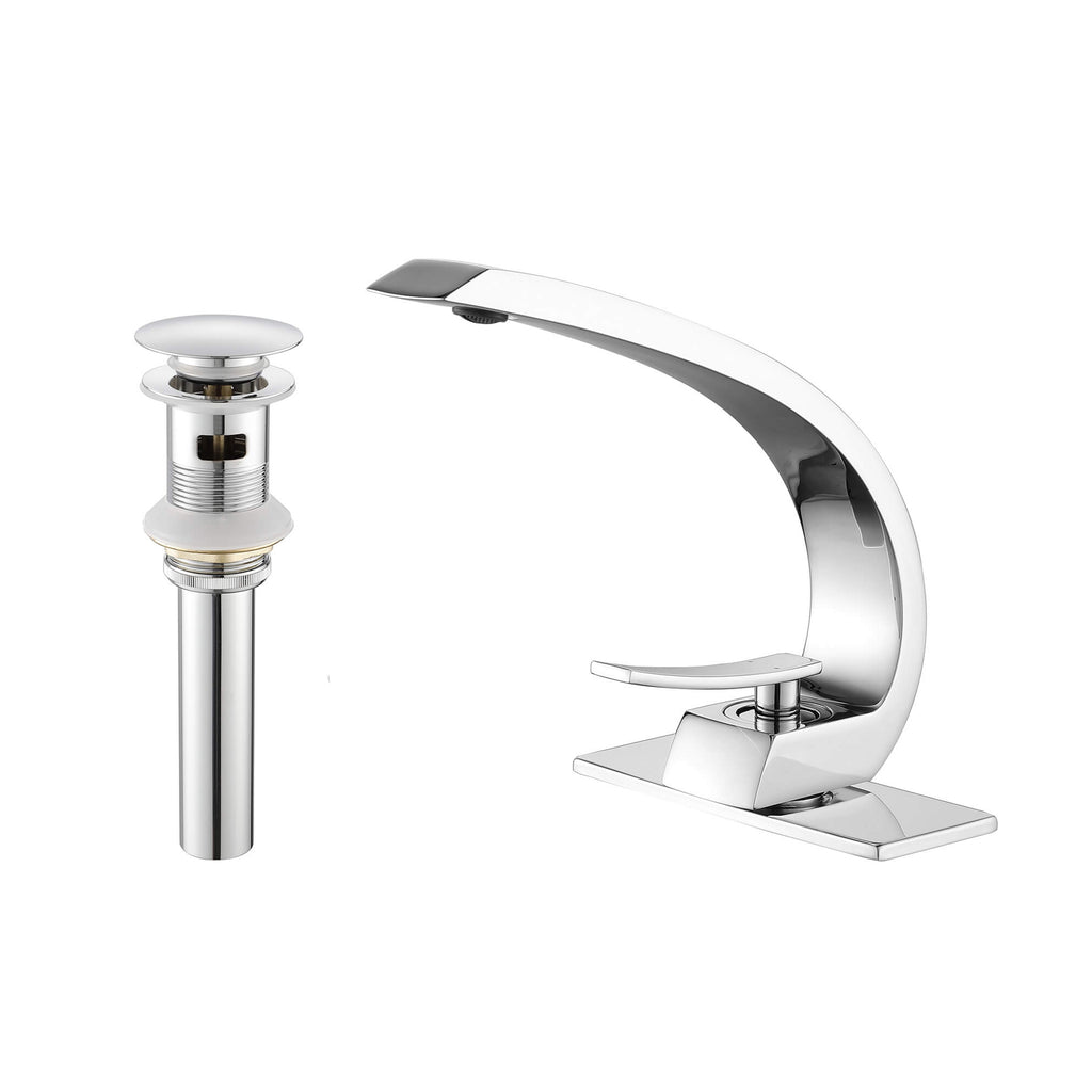 Rbrohant Modern Bathroom Faucet - C-Shape Design, Single Handle, CEC Compliant, cUPC Certified