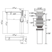 Rbrohant JK0437 现代高款面盆龙头，带单把手和弹跳式下水器，适用于台上盆浴室水龙头