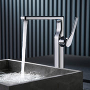 Rbrohant JK0437 现代高款面盆龙头，带单把手和弹跳式下水器，适用于台上盆浴室水龙头