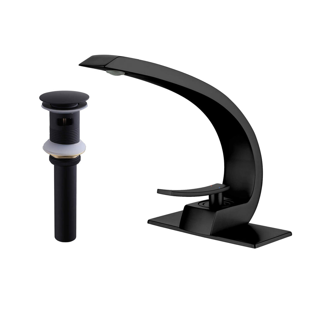 Rbrohant Modern Bathroom Faucet - C-Shape Design, Single Handle, CEC Compliant, cUPC Certified