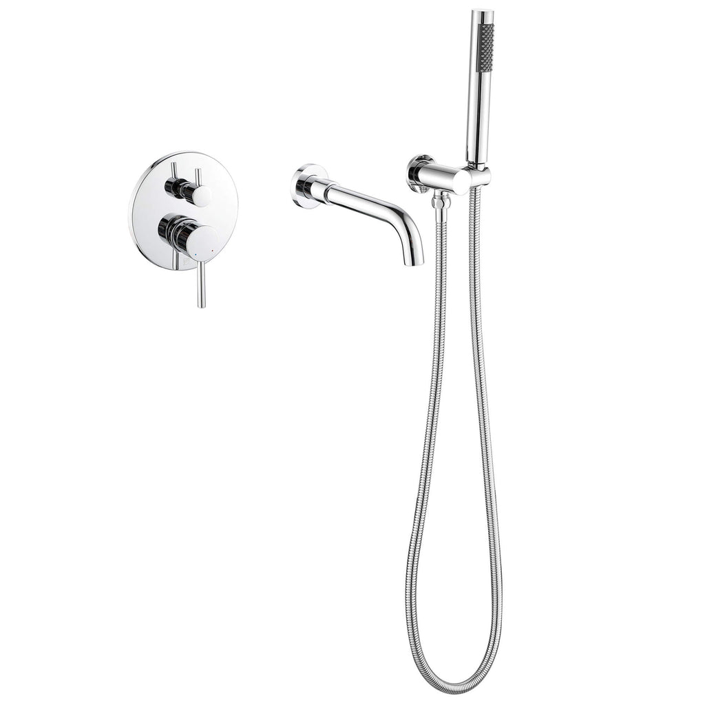 Rbrohant Wall-Mounted Tub Filler with Shower Wand for Modern Bathroom Wall Installation