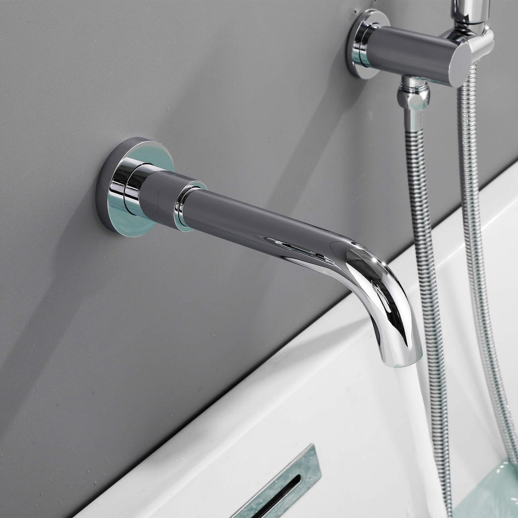 Rbrohant Wall-Mounted Tub Filler with Shower Wand for Modern Bathroom Wall Installation