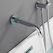 Rbrohant Wall-Mounted Tub Filler with Shower Wand for Modern Bathroom Wall Installation