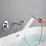 Rbrohant Wall-Mounted Tub Filler with Shower Wand for Modern Bathroom Wall Installation