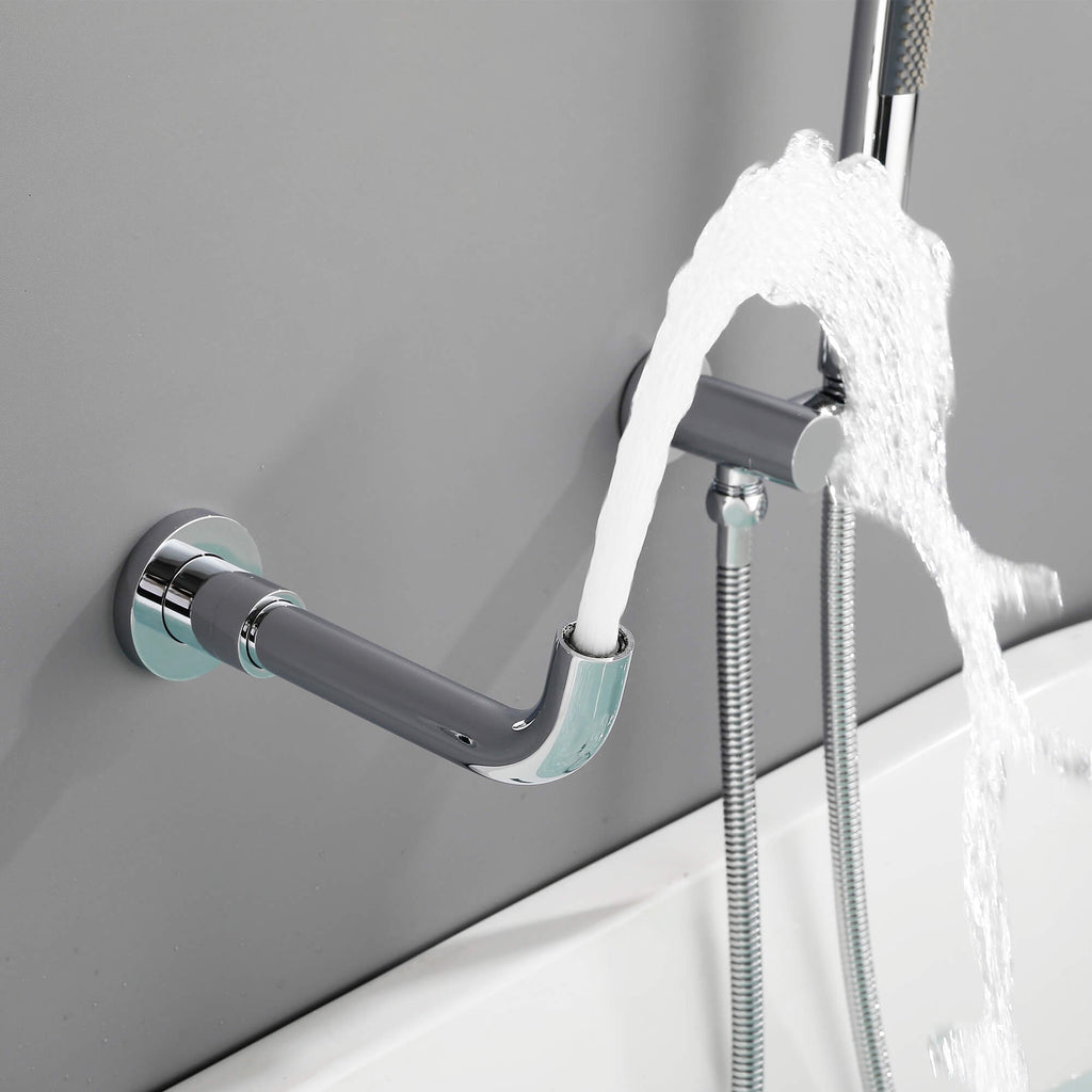 Rbrohant Wall-Mounted Tub Filler with Shower Wand for Modern Bathroom Wall Installation
