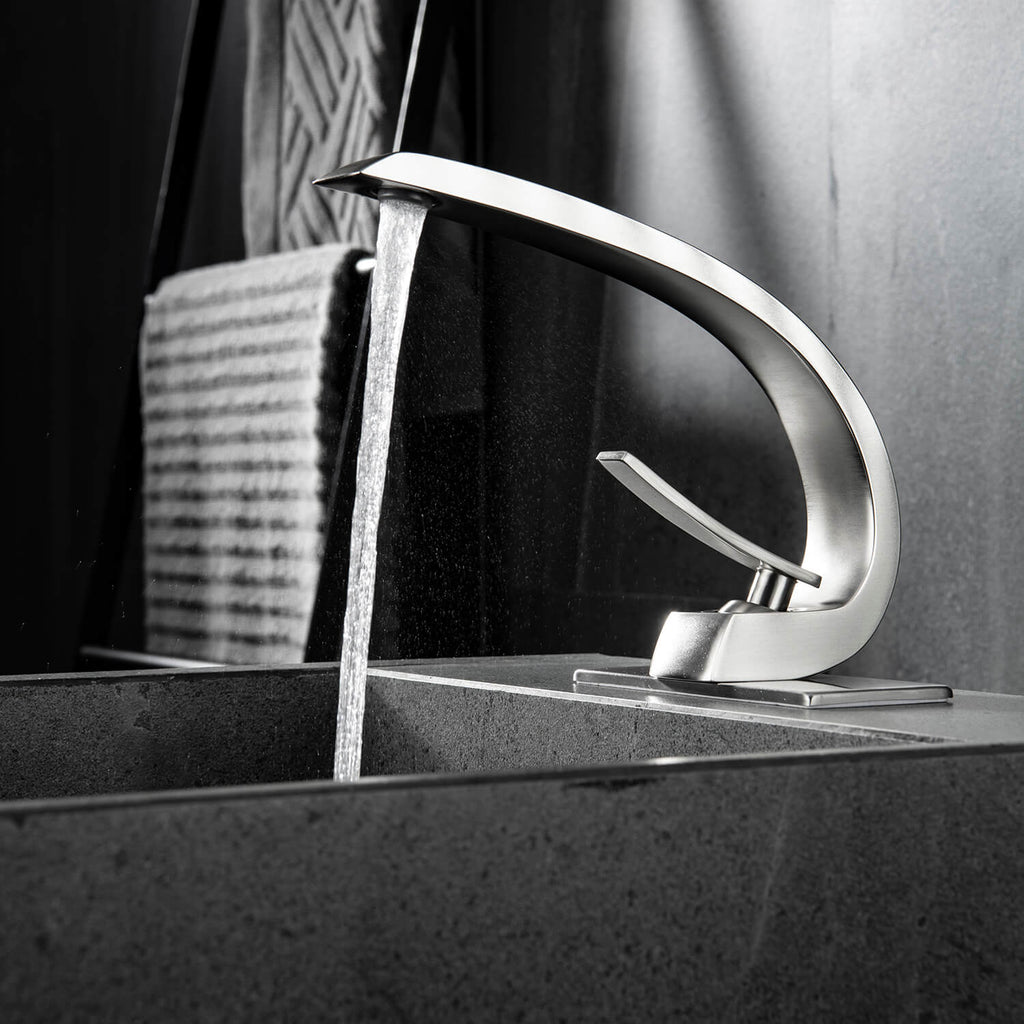 Rbrohant Modern Bathroom Faucet - C-Shape Design, Single Handle, CEC Compliant, cUPC Certified
