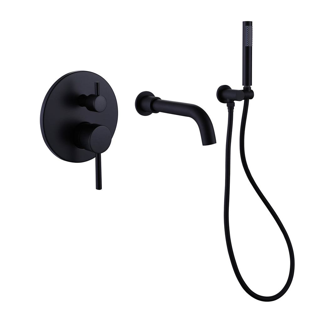 Rbrohant Wall-Mounted Tub Filler with Shower Wand for Modern Bathroom Wall Installation