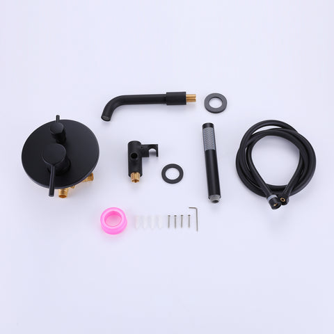 Rbrohant Wall-Mounted Tub Filler with Shower Wand for Modern Bathroom Wall Installation