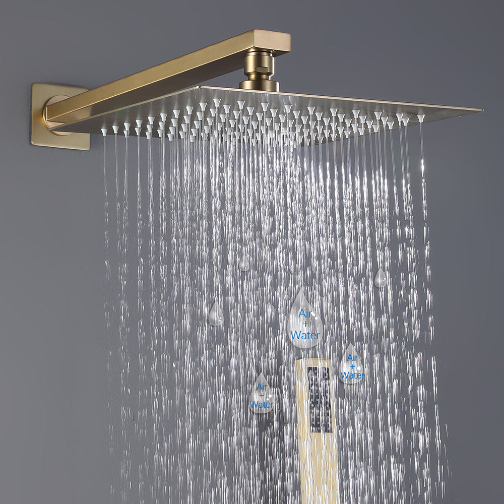 Rbrohant Wall-Mounted Rain Shower System with Pressure Balance Valve - Brushed Nickel, CEC Certified, 10" Rainfall Showerhead with Handheld Spray