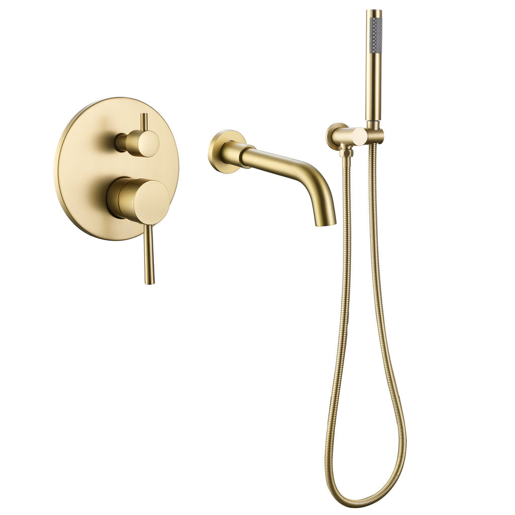 Rbrohant Wall-Mounted Tub Filler with Shower Wand for Modern Bathroom Wall Installation
