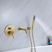 Rbrohant Wall-Mounted Tub Filler with Shower Wand for Modern Bathroom Wall Installation