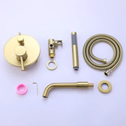 Rbrohant Wall-Mounted Tub Filler with Shower Wand for Modern Bathroom Wall Installation