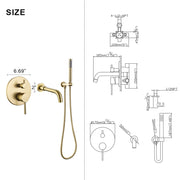 Rbrohant Wall-Mounted Tub Filler with Shower Wand for Modern Bathroom Wall Installation