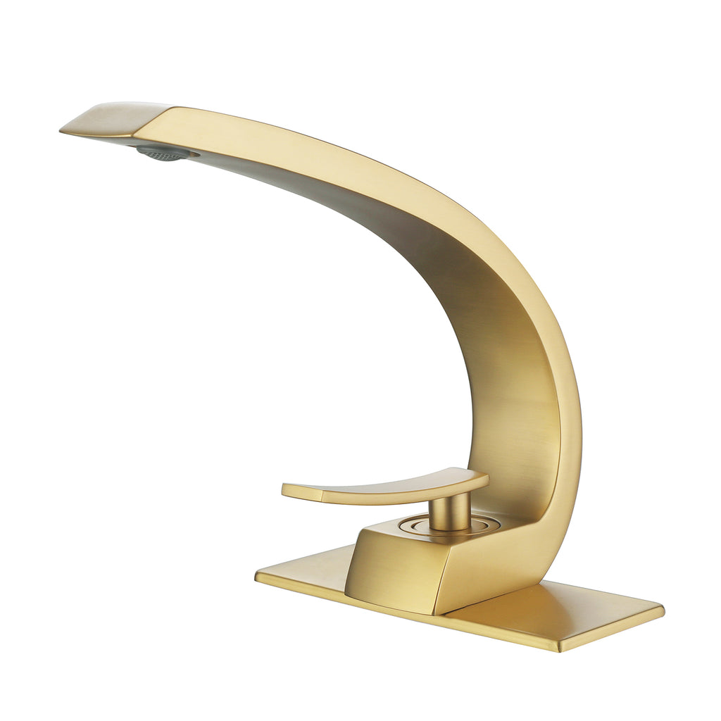 Rbrohant Modern Bathroom Faucet - C-Shape Design, Single Handle, CEC Compliant, cUPC Certified