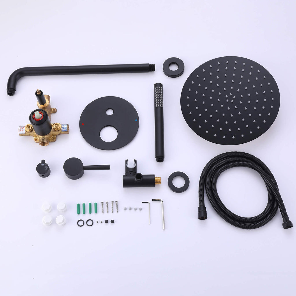 Rbrohant 10" Rain Shower System - Pressure Balance Valve, Handheld Combo, CEC Compliant, cUPC Certified