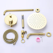 Rbrohant 10" Rain Shower Combo - Handheld, Tub Spout & Pressure Balance Valve, CEC Compliant, cUPC Certified