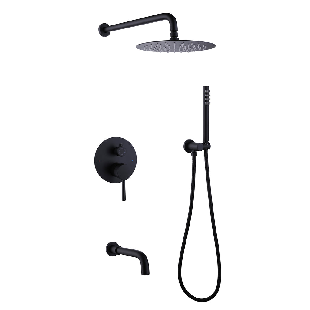 Rbrohant 10" Rain Shower Combo - Handheld, Tub Spout & Pressure Balance Valve, CEC Compliant, cUPC Certified