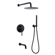 Rbrohant 10" Rain Shower Combo - Handheld, Tub Spout & Pressure Balance Valve, CEC Compliant, cUPC Certified