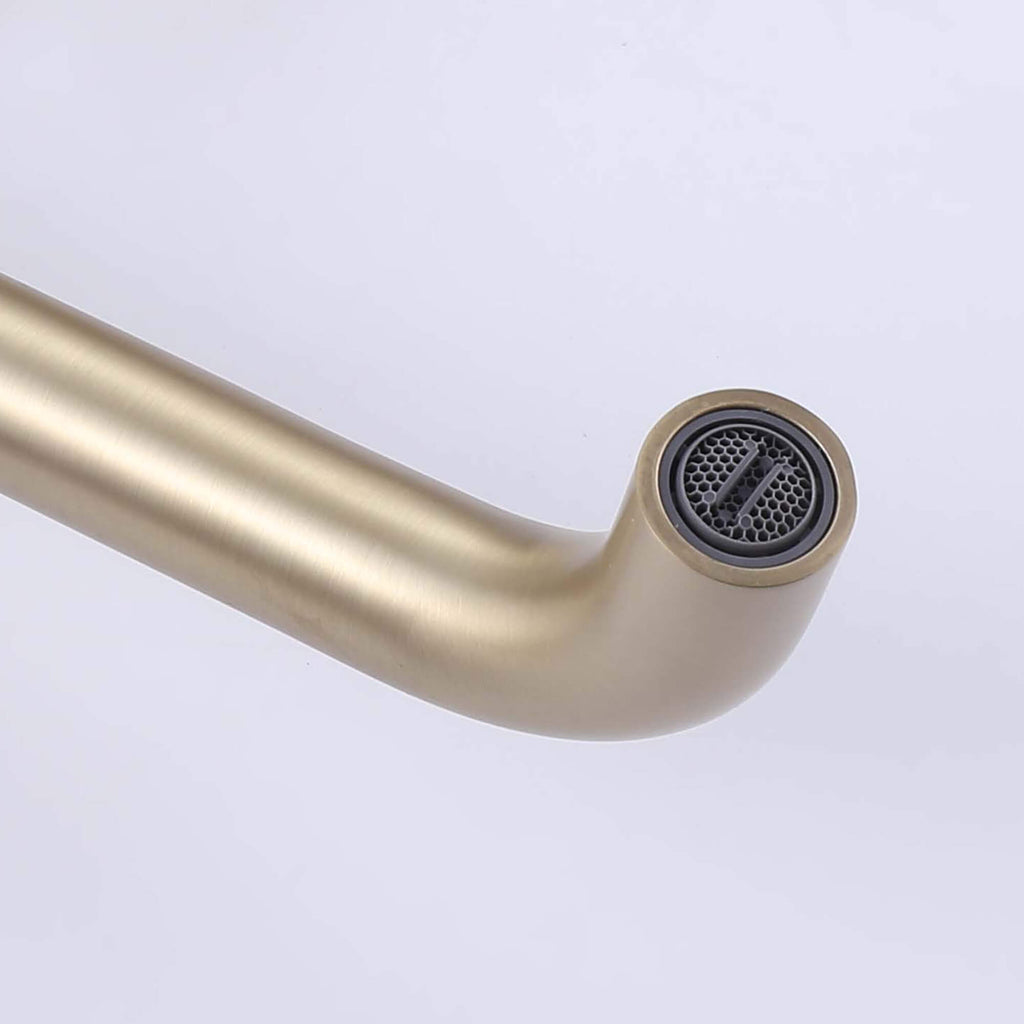 Rbrohant Wall Mount Bathroom Sink Faucet with Cross Handles - Brushed Gold